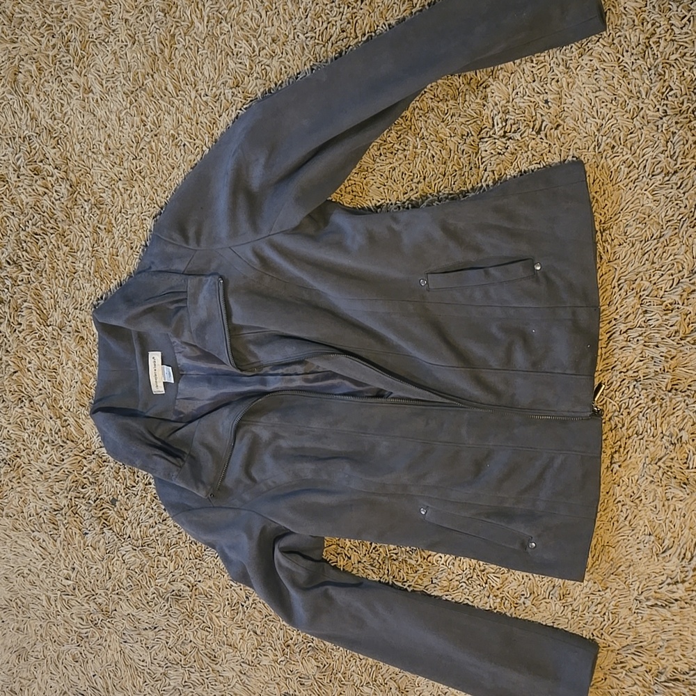 Grey soft suede feeling jacket, small, Christopher and Banks